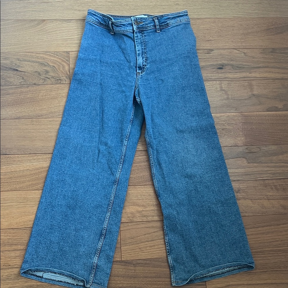 Soft, High-Rise, Wide-Leg Blue Denim Jeans